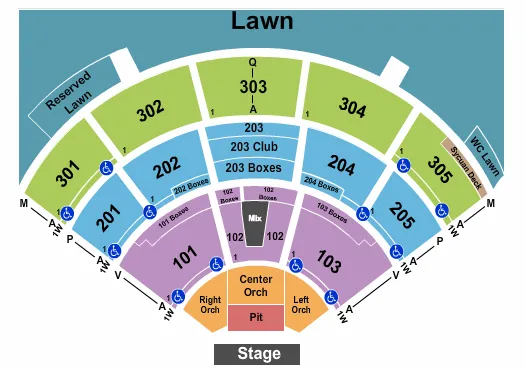 seating chart for North Island Credit Union Amphitheatre - Endstage Pit - eventticketscenter.com