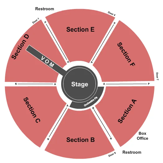 seating chart for North Shore Music Theatre - End Stage - eventticketscenter.com