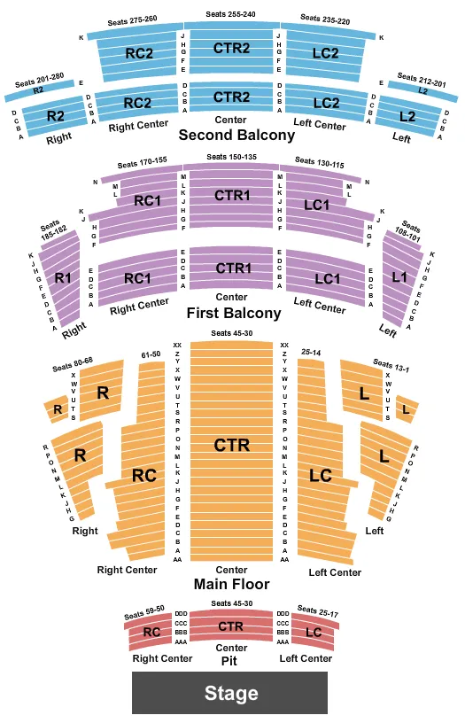 seating chart for Northern Alberta Jubilee Auditorium - End Stage - eventticketscenter.com