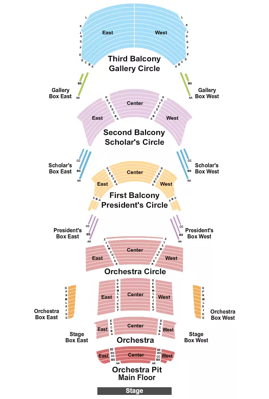 seating chart for Northrop Auditorium - End Stage - eventticketscenter.com