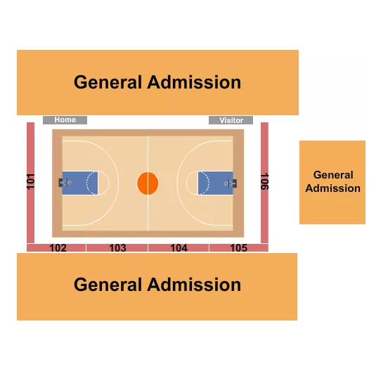 seating chart for Novant Health Fieldhouse At Greensboro Complex - Basketball - GA & Courtside - eventticketscenter.com