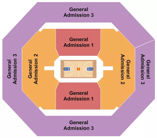 seating chart for Oakland Arena - Basketball - GA 1/2/3 - eventticketscenter.com