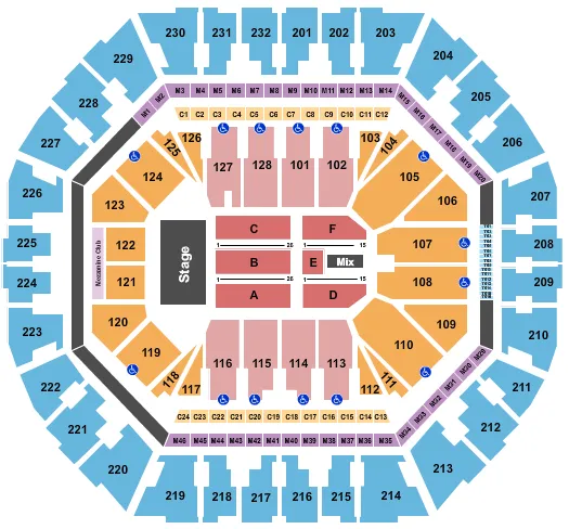 seating chart for Oakland Arena - End Stage 2 - eventticketscenter.com
