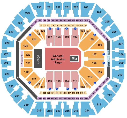 seating chart for Oakland Arena - End Stage GA Floor - eventticketscenter.com
