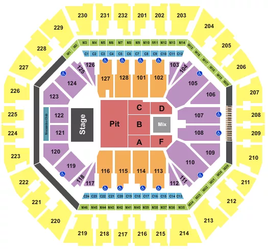 seating chart for Oakland Arena - Endstage GA Pit - eventticketscenter.com