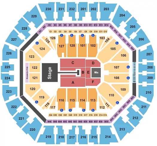 seating chart for Oakland Arena - TobyMac - eventticketscenter.com