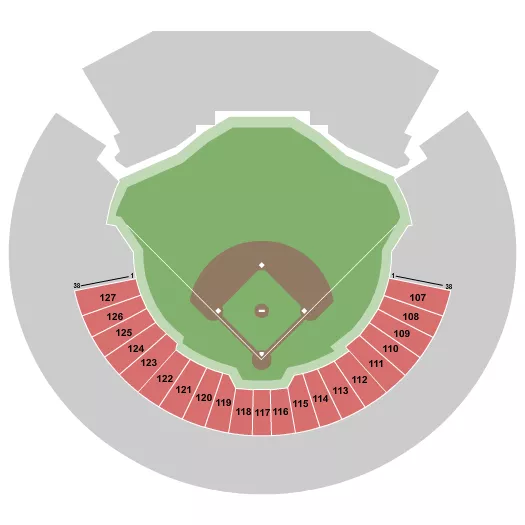 seating chart for Oakland Coliseum - Baseball - 107-127 - eventticketscenter.com