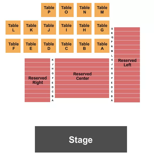 seating chart for Oaks Theater - Endstage No Pit - eventticketscenter.com
