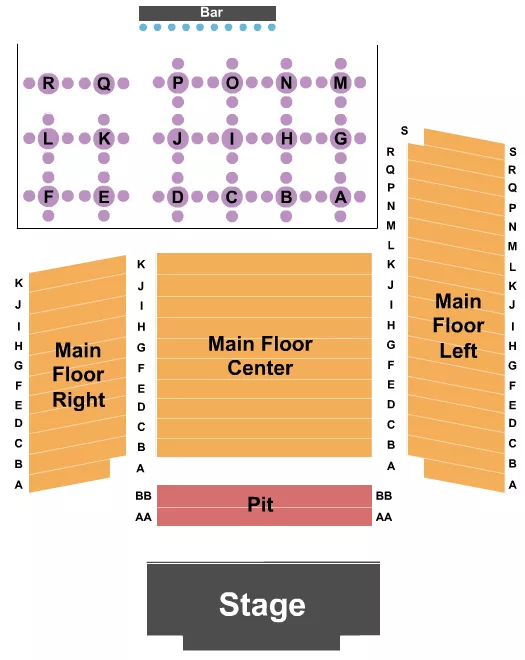 seating chart for Oaks Theater - Endstage Pit - eventticketscenter.com