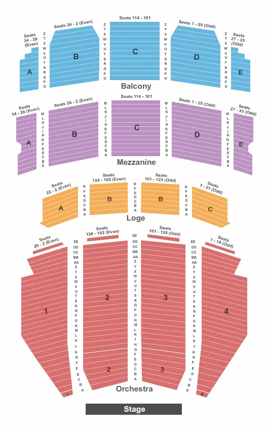 seating chart for Ohio Theatre - Columbus - Endstage - eventticketscenter.com