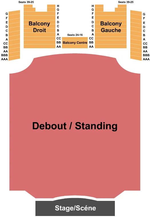 seating chart for Olympia Theatre - Montreal - End Stage GA Floor - eventticketscenter.com
