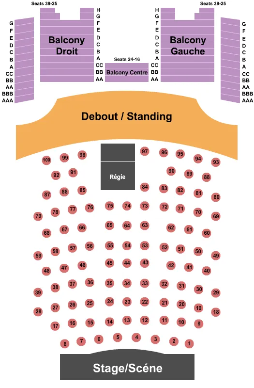 seating chart for Olympia Theatre - Montreal - Endstage Tables 2 - eventticketscenter.com