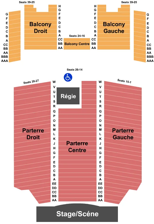 seating chart for Olympia Theatre - Montreal - End Stage - eventticketscenter.com