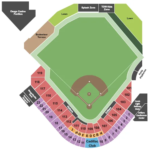 seating chart for ONEOK Field - Baseball - eventticketscenter.com