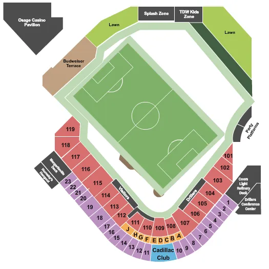 seating chart for ONEOK Field - Soccer - eventticketscenter.com