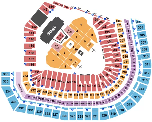 seating chart for Oracle Park - Noah Kahan - eventticketscenter.com