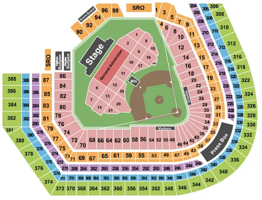 seating chart for Oriole Park At Camden Yards - Bruce Springsteen - eventticketscenter.com