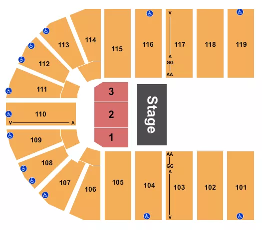 seating chart for Orleans Arena - The Orleans Hotel - Blippi - eventticketscenter.com