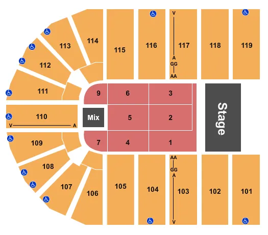 seating chart for Orleans Arena - The Orleans Hotel - Endstage 3 - eventticketscenter.com