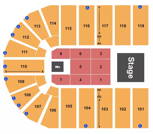 seating chart for Orleans Arena - The Orleans Hotel - Endstage 8 - eventticketscenter.com