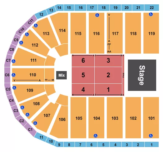 seating chart for Orleans Arena - The Orleans Hotel - Endstage RSV/Front - eventticketscenter.com