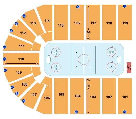 seating chart for Orleans Arena - The Orleans Hotel - Hockey 2 - eventticketscenter.com