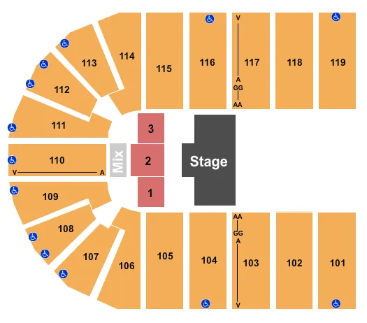 seating chart for Orleans Arena - The Orleans Hotel - Paw Patrol 2 - eventticketscenter.com