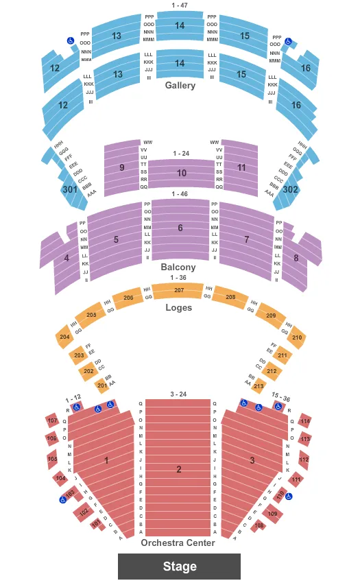 seating chart for Orpheum Theater - New Orleans - End Stage - eventticketscenter.com