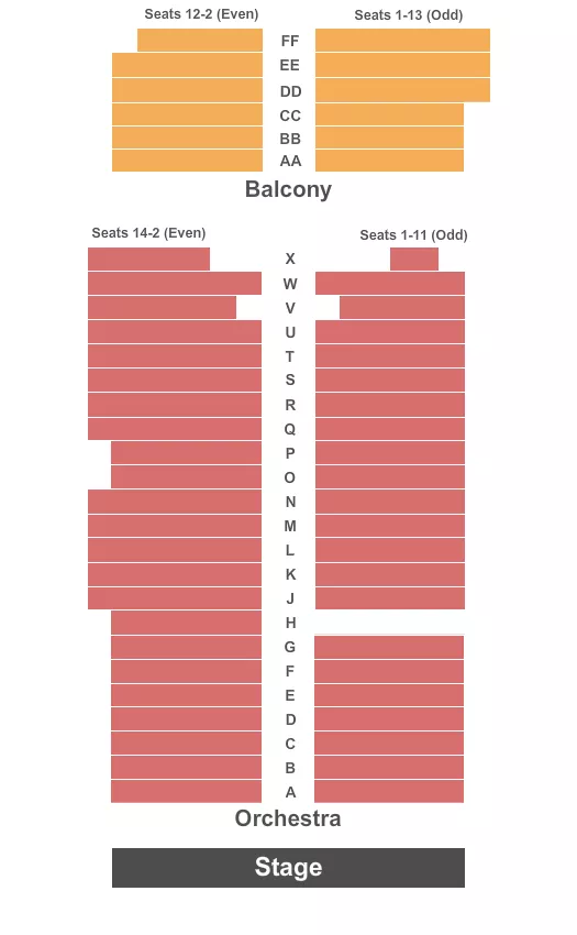 seating chart for Orpheum Theatre - NYC - End Stage - eventticketscenter.com