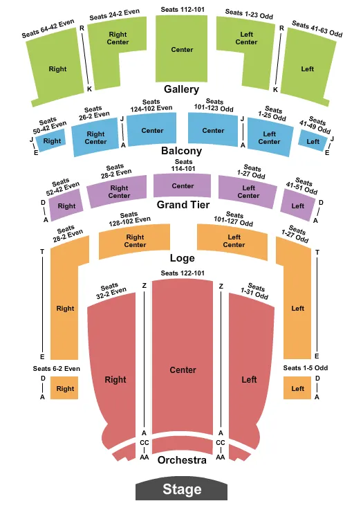 seating chart for Orpheum Theatre - Omaha - End Stage - eventticketscenter.com