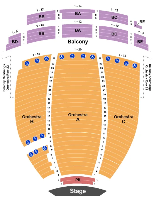 seating chart for Orpheum Theatre - Phoenix - End Stage - eventticketscenter.com