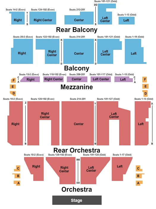 seating chart for Orpheum Theatre - Boston - End Stage - eventticketscenter.com