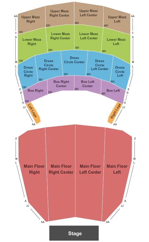 seating chart for Orpheum Theatre - Sioux City - End Stage - eventticketscenter.com