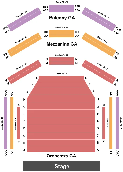 seating chart for Owen Bruner Goodman Theatre - 3 GA Sections - eventticketscenter.com
