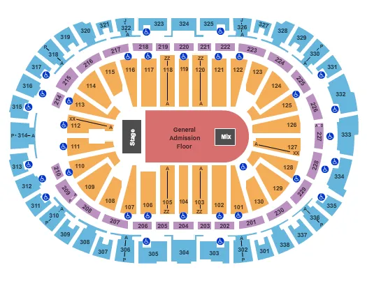 seating chart for PNC Arena - End Stage GA - eventticketscenter.com
