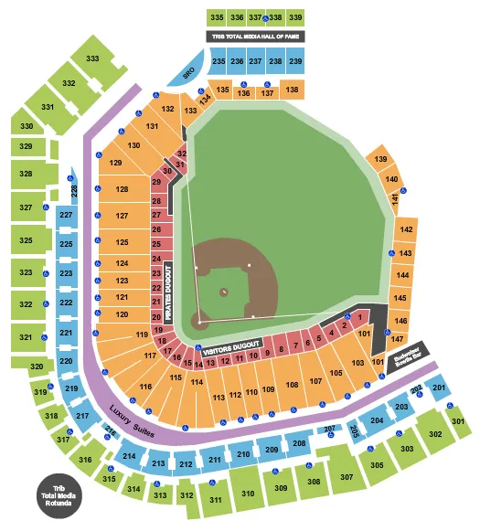seating chart for PNC Park - Baseball - eventticketscenter.com