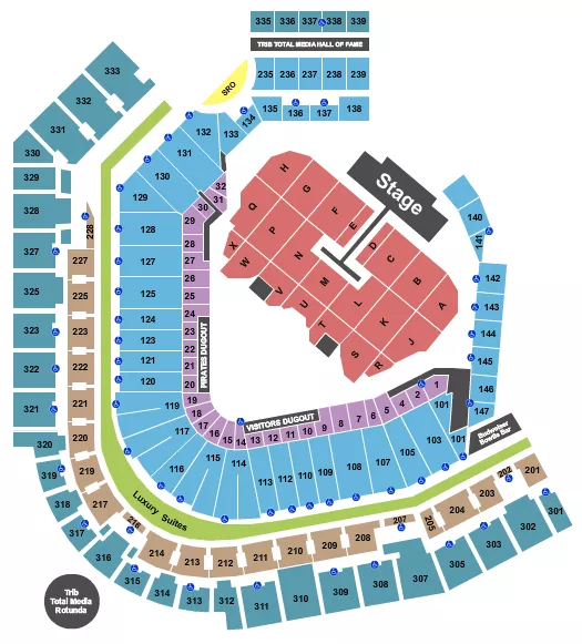 seating chart for PNC Park - Post Malone - eventticketscenter.com