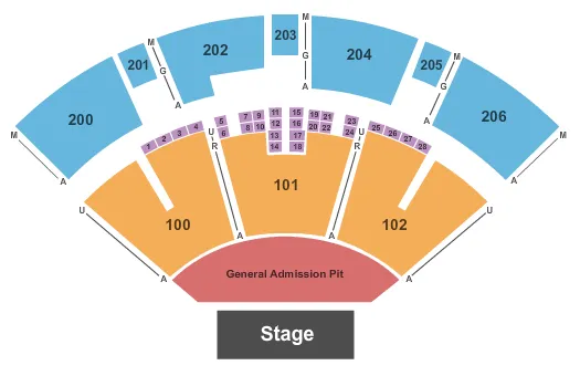 seating chart for PNC Pavilion At The Riverbend Music Center - Endstage GA Pit - eventticketscenter.com