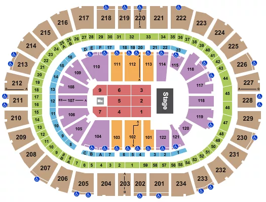 seating chart for PPG Paints Arena - End Stage 2 - eventticketscenter.com