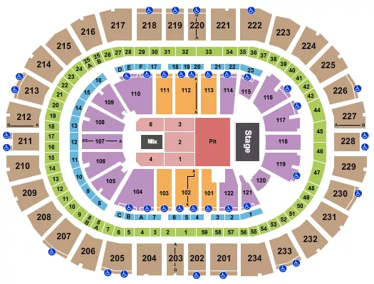 seating chart for PPG Paints Arena - Endstage GA Pit - eventticketscenter.com