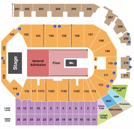 seating chart for PPL Center - Papa Roach - eventticketscenter.com