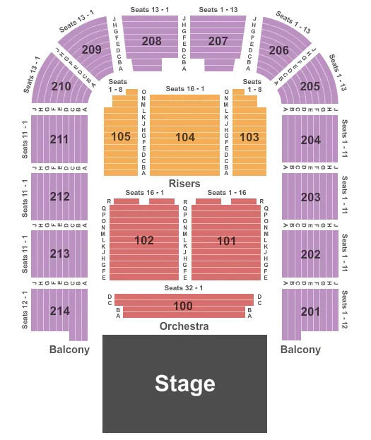 seating chart for Packard Music Hall - Endstage 2 - eventticketscenter.com