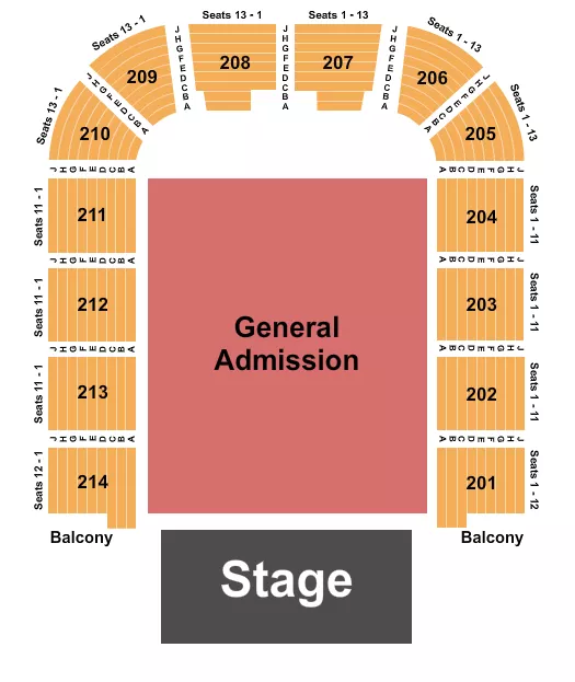 seating chart for Packard Music Hall - Endstage GA Floor - eventticketscenter.com