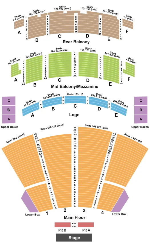 seating chart for Palace Theatre Columbus - End Stage - eventticketscenter.com