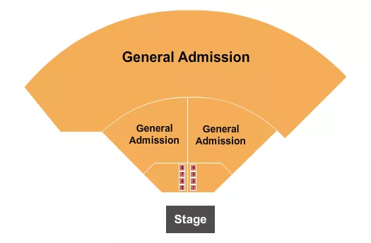 Endstage Box Seating Chart at Palmdale Amphitheatre. The chart shows the main floor/stage with seating options surrounding it, which are color coded