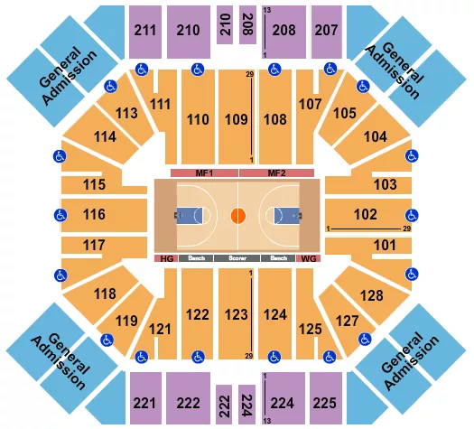 seating chart for Pan American Center - Basketball - Globetrotters - eventticketscenter.com