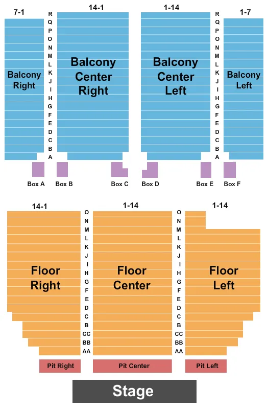 seating chart for Paramount Arts Center - Endstage 2 - eventticketscenter.com