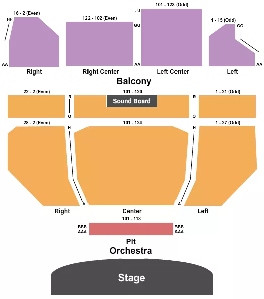seating chart for Paramount Theater Of Charlottesville - End Stage - eventticketscenter.com