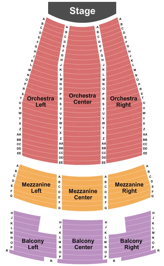 seating chart for Paramount Theatre - Anderson - End Stage - eventticketscenter.com