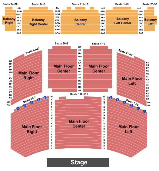 seating chart for Paramount Theatre - Aurora - End Stage - eventticketscenter.com